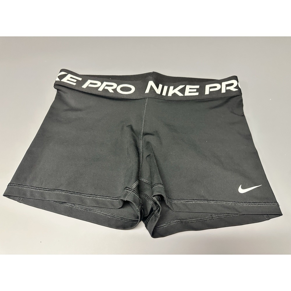 Womens Nike Pro Spandex Running Compression Dri Fit Shorts Black White Large